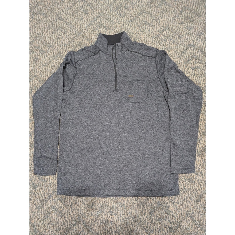 Ariat Rebar Cloud 9 Mens Charcoal Gray Heather Quarter Zip Pullover Sweater L